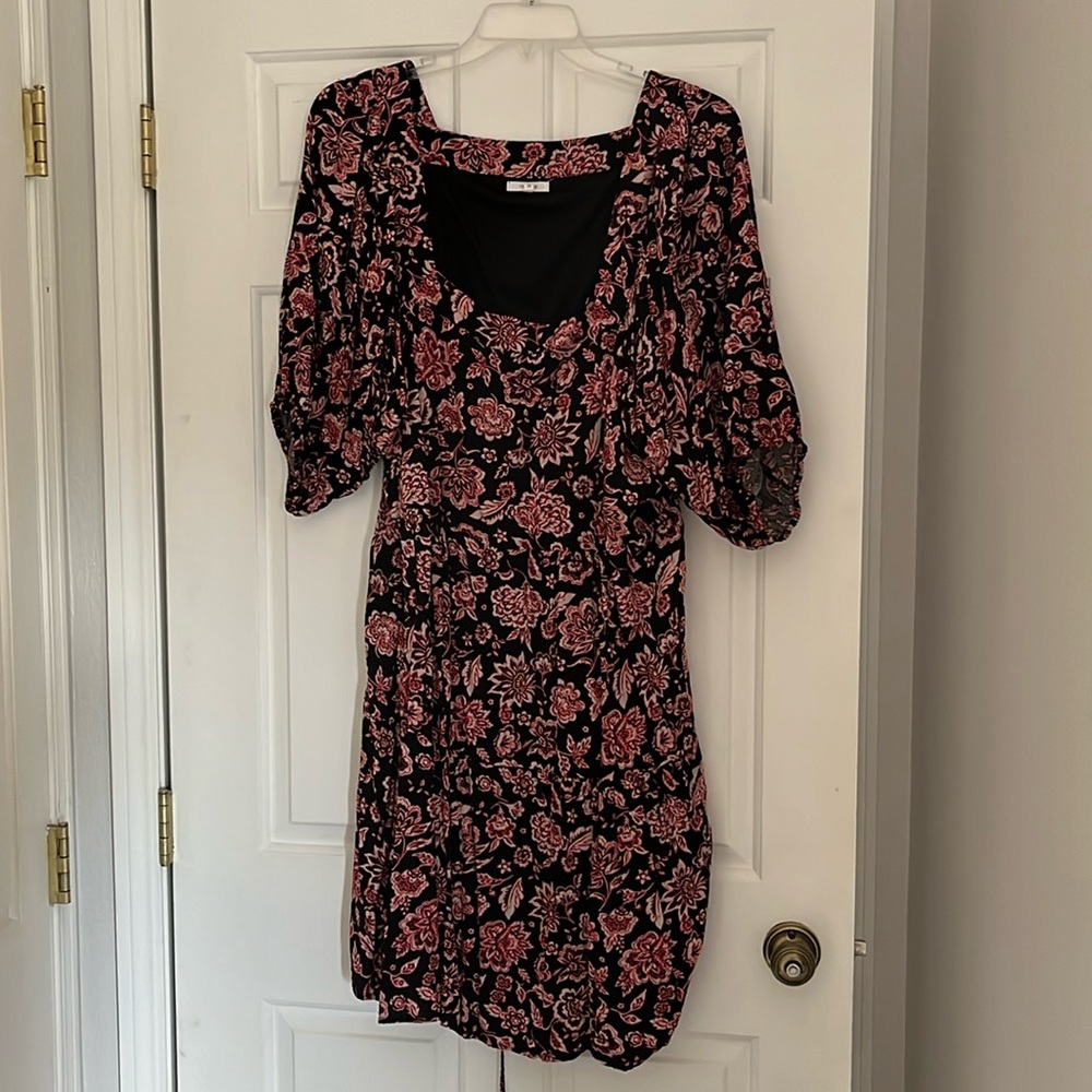 Maurice’s Pink and Black Floral Tiered Dress 3X